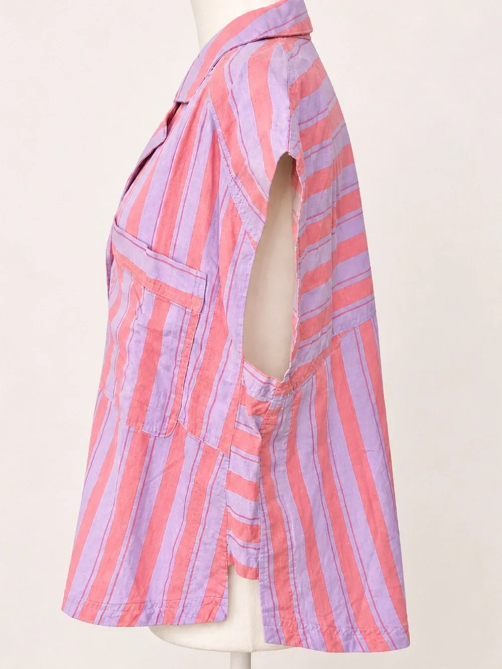 Free People Play It Cool Striped Linen Shirt Sorbet Combo Small NWT - Picture 3 of 8